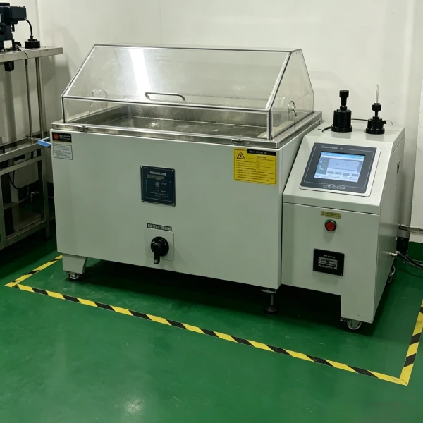 Salt spray quality control testing machine for YONGYUNG OEM open-ear headphones, ensuring anti-corrosion durability for sports.