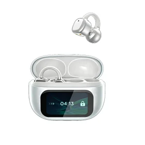 YONGYUNG® YYZT-03 white ear-clip sports headphones with display, professional OEM/ODM B2B manufacturer.