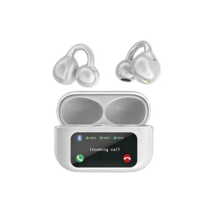 YONGYUNG® YYZT-A42 open-ear clip-on wireless earbuds featuring an intelligent LED display screen, professional OEM/ODM factory wholesale.