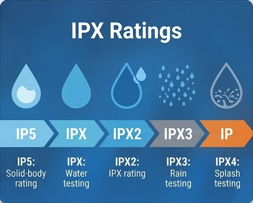 Technical analysis of YONGYUNG sports headphones IPX waterproof ratings.