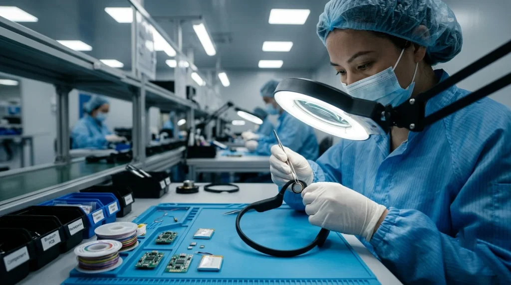 Assembly of OEM bone conduction headphones components