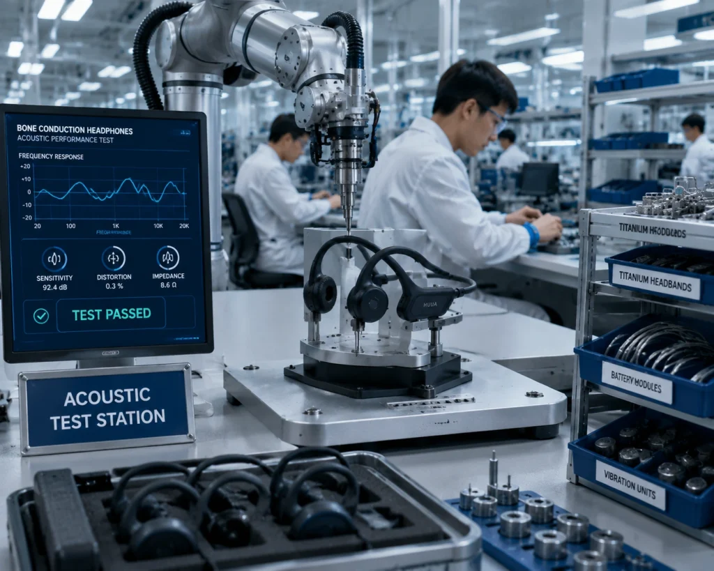 Professional bone-conduction headphones manufacturer production line and quality testing