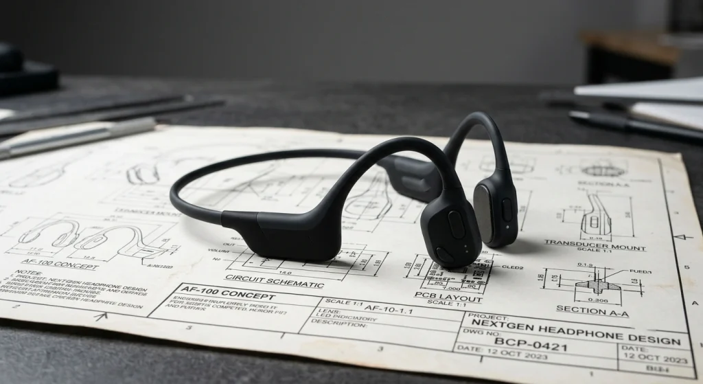 Audio equipment prototype / structural blueprint design / business sourcing reliable bone conduction headphone manufacturer factory prototype