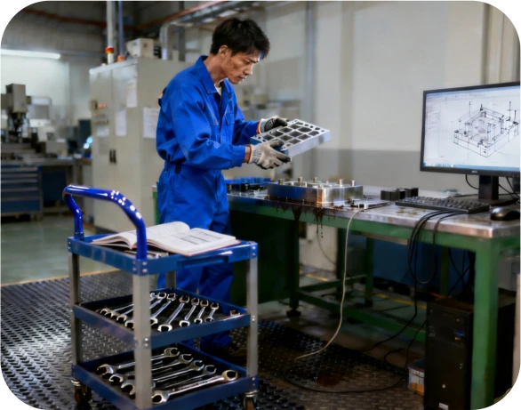 Precision mold assembly process for high-quality YONGYUNG headphone manufacturing.