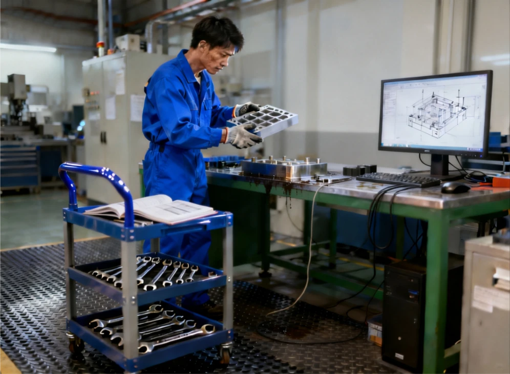 Specialized mold workshop for high-precision headphone component manufacturing.