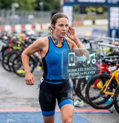 K8 dual playback mode headphones for triathlon racing