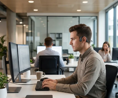 Y8 open ear headphones keep surroundings awareness for office work